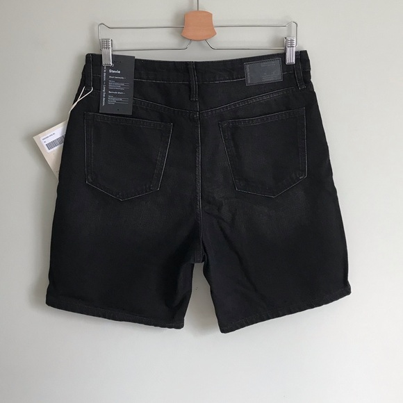 NWT Frank & Oak // The Stevie High Waisted Denim Bermuda Shorts in Black - Picture 3 of 11